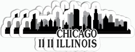 Adet Chicago Skyline Çıkartması - Illinois - Seyahat Aşığı - Sevimli - Su Şişesi için Çıkartma - Kupa - Dizüstü Bilgisayar - Defter - Bagaj
