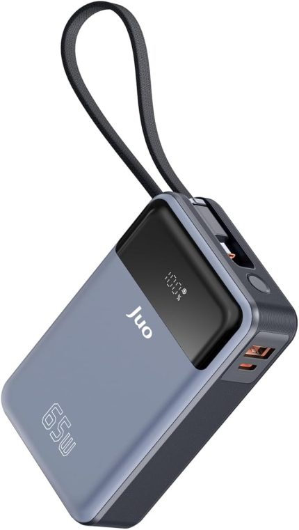 20000mAh 65W LED Ekranlı USB-A + Type-C Kablolu Taşınabilir Hızlı Şarj Cihazı Powerbank