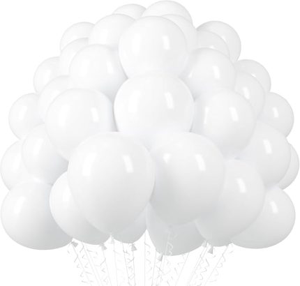 Beyaz Balon Seti, 10 Adet, Helyum Gazı Uyumlu, Parti ve Organizasyon Süslemeleri için