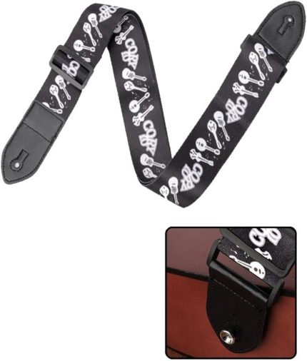 SR-11GT Gitar Omuz Askısı, Siyah Renk Desenli Uzunluk 90-143 cm
