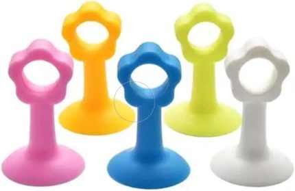 Vantuzlu Geçmeli Kapı Kolu Stoper, 4'lü Set, Darbe Önleyici ve Kolay Montaj, Dayanıklı ve Pratik Tasarım