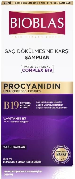 Saç Dökülmesine ve Yağlanmaya Karşı Şampuan (Procyanidin) (360 ml)