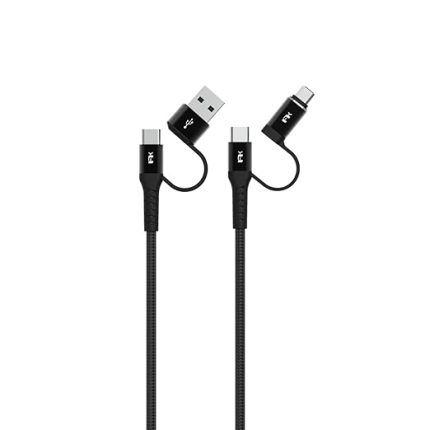 Şarj Kablosu 200 cm | USB-C iPhone 15, iPad ve USB-C Laptop Uyumlu | USB-A & Micro USB to USB-C | Hızlı Şarj ve Data Aktarım Siyah