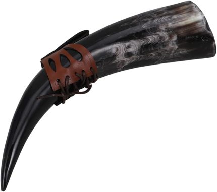 Ortaçağ Viking Boynuz Kupa Pu Kemer Ile Otantik İskandinav İçme Boynuzu Mead Ve Şarap İskandinav Tarzı Kadeh Rustik Ev
