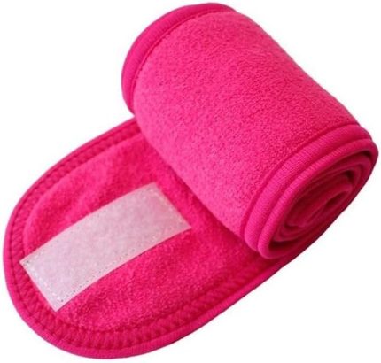 TEKSTİL Havlu Saç Bandı Cırt Bantlı Makyaj Bandı Sporcu Saç Bandı. (fuşya)