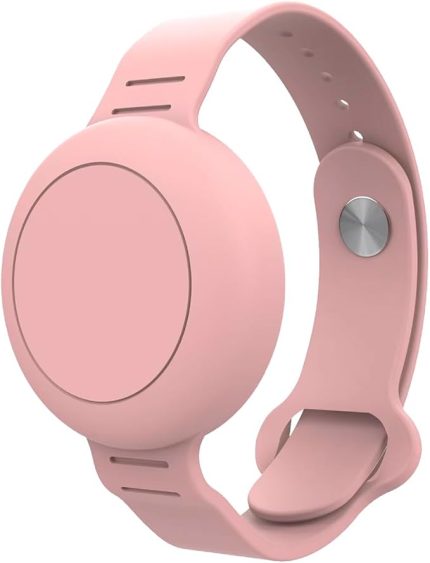 TagSafe Çocuk Bileklik Silikon AirTag Uyumlu Kılıf Saat Hafif Su Geçirmez (Pembe)