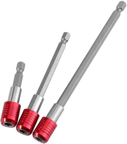 Sağlık Dişli Tornavida Ucu Tutucu, 3 adet 1/4 "Altıgen Şaft Manyetik Matkap Uzatma Hızlı Çıkarma Tornavida Somun Matkap Tutucu, 1/4", 60/100/150mm (Kırmızı)