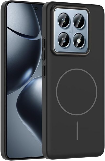 Xiaomi için uyumlu 14T Pro Kılıf M-safe Şarj Özellikli Zore Ruby Sert Kapak Siyah