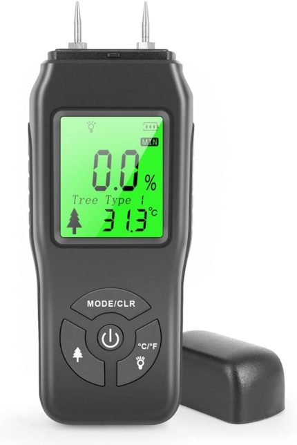 Dijital Ölçer, Su Kaçak Dedektörü, Test Cihazı, Pin Tipi, Arkadan Aydınlatmalı LCD Ekran, Ahşap Test Cihazı