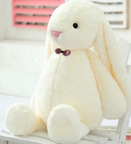 Arkadaşım PAPYONLU Uzun Kulak Bunny Peluş Tavşan 65 cm Beyaz