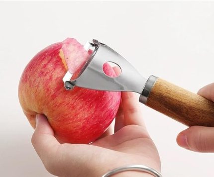 Ahşap Saplı Çok Fonksiyonlu Paslanmaz Çelik Patates Soyucu Meyve Sebze Soyucu, Pratik Elma ve Havuç Soyma Aleti