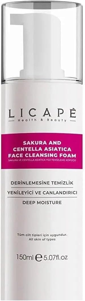 Sakura ve Centella Asiatica Yüz Temizleme Köpüğü – Arındırıcı, Nemlendirici ve Cilt Bariyeri Güçlendirici Yüz Yıkama Köpüğü – Hassas Ciltlere Uygun – 150 ml