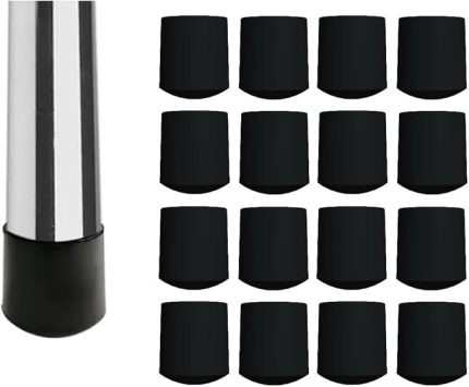 Sandalye Profil Ayak pabucu,ayak kılıfı 16 adet Siyah (Çap 25mm Profil)