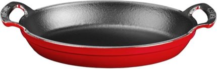 Metal Oval Kuplu Döküm Tava 27x20, Kırmızı