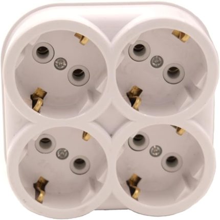 Topraklı Priz Duvar Tipi Çoklayıcı Fiş, Beyaz renk, 16A 250 Volt,De-Pa