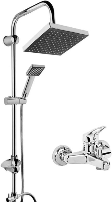 Duş Seti, Pirinç Batarya ve Yağmurlama Robot Başlık, 2'li Set, 2 Yıl Garantili (krom (titanic set))