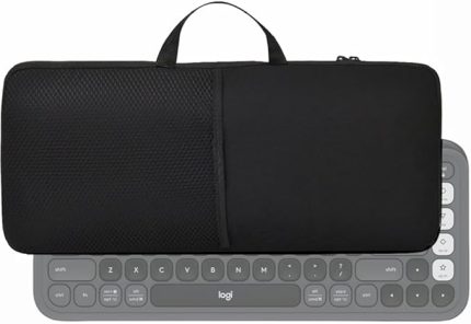 POP ICON Keys kablosuz Bluetooth klavye ve fare kombinasyonu için taşınabilir, su geçirmez, toz geçirmez ve darbeye dayanıklı neopren çanta | saplı ve file cepli katlanabilir tasarım