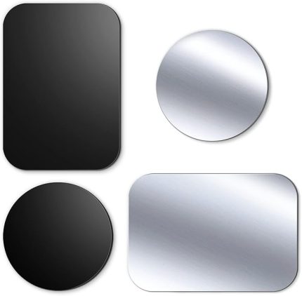 cep telefonu için metal levhalar, yapışkan metal plaka, mıknatıs araba mobil, 4 parça, çok ince metal levhalar, yapışkan telemovel tutucu, mıknatıs arabası, gümüş ve siyah