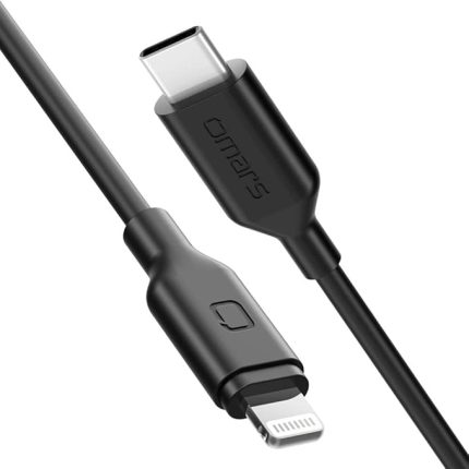 Omars Type-C to iPhone MFI Lightning Hızlı Şarj ve Data Kablosu Siyah 1 Metre