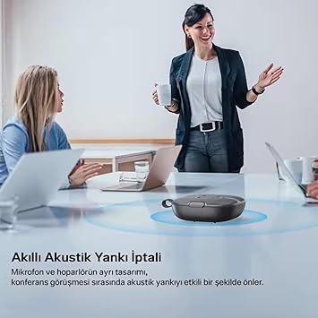Pure Voice 4 Mikrofonlu Konferans Görüşmeleri İçin Gri Bluetooth Hoparlör - Görsel 3