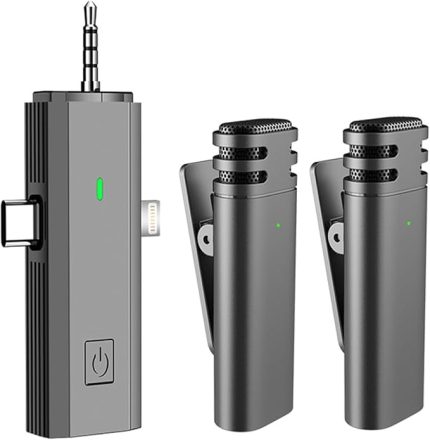 Kablosuz Yaka Mikrofonu 3'ü 1 Arada Alıcı Cep Telefonu için 360° Çok Yönlü Yaka Mikrofonu Gürültü Azaltma Type-C Android Alı Telefon Tablet ile Uyumlu YouTube Facebook Canlı Yayını