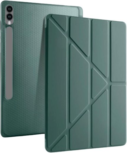 Tab S10 Plus ile Uyumlu 12,4 inç Kılıf Fuchsia Akıllı Kalem Bölmeli Standlı Tri Folding Smart Kılıf