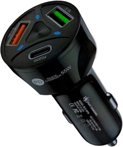 BN72 55W Araç İçi Çakmaklık Hızlı Şarj Aleti PD Quick Charger 2 USB 1 Type-C Çıkış