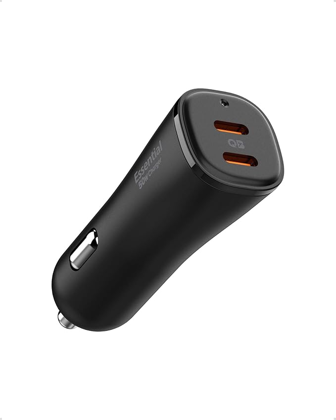 50W USB-C 2 Port Araç içi Hızlı Şarj Aleti PPS Desteği Akım Korumalı Güç Adaptörü Çakmaklık iPhone & Android & iPad & MacBook Type-C PD 3.0 30W + 20W EV502 - ACP08523 (Spigen TR Garantili)