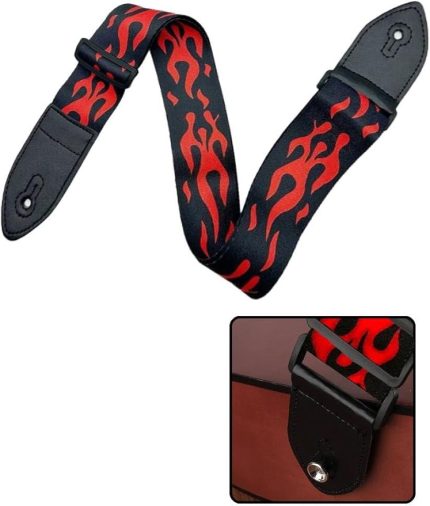 SR-11RD Gitar Omuz Askısı Siyah-Kırmızı Renk Desenli Uzunluk 90-143 cm