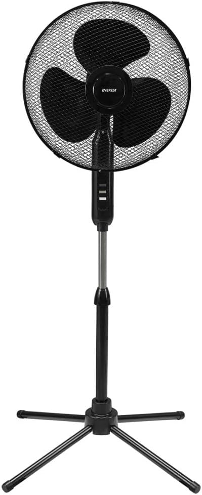 FAN10 EcoWind Siyah 16 Maks 45W 3 Kademe 1100RPM Metal Yıldız Ayak 3 Bıçaklı Vantilatör/Pervanesi, Ev Tipi Vantilatör