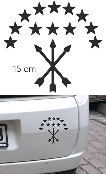 Adige Bayrak Araba Sticker Siyah 15 cm 2 Adet