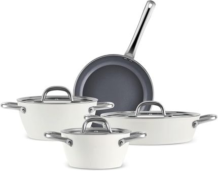 x Refika Birgül Swiss Crystal Metal Kulplu 7 Parça Tencere Seti