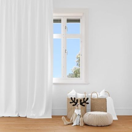 Lüx Saten Güneşlik Perde 1. Kalite 2 Renk Seçeneği 160 x 250 Beyaz, Rendecioğlutekstil