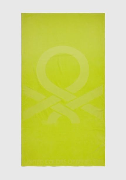 Colors of Benetton Unisex Yetişkin Logo Baskılı Deniz Havlusu Yeşil Standart