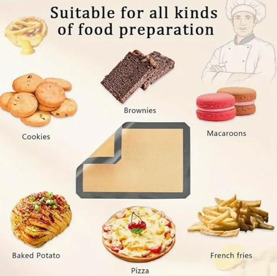 2 Adet Kendiliğinden Yağlı Pişirme Matı Yanmaz Yapışmaz Yıkanabilir Fırın Matı 40x30 - Görsel 2
