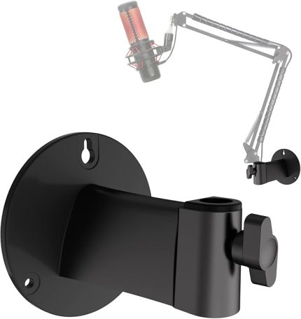 Duvara Monte Bom Kolu - Duvara Monte Mikrofon Tutucu, Stand, Serbestçe Dönebilen Metal Duvara Montaj Klipsi Dikey Yüzey Montajı, Masa Alanından Tasarruf Sağlamak için Uygun, Mikrofon Standı