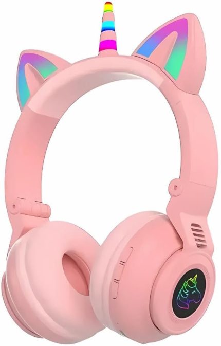 Unicorn 94dB Güvenli Ses Kontrollü Yumuşak Kulak pedli Bluetooth Kulaklık Bluetooth Çocuk Kulaklığı Pembe