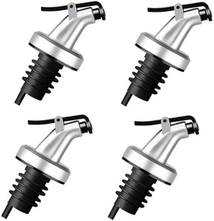 Home 4 Adet Yağdanlık Tıpası Damlatmaz Şişe Ucu Dökme Ağızlığı Yağlık Sirkelik Sızdırmaz Kapaklı Tapa (Gümüş)