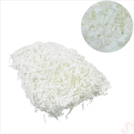 Bebek ve Parti Zikzak Kırpıntı Kağıt Paketleme Dolgu Malzemesi, 50 gr - Beyaz
