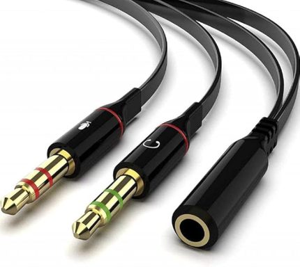 Plus PX-8005 Tek Girişli Kulaklığı Bilgisayara Bağlama, Kulaklık ve Mikrofon Ayırıcı, 1 Dişi 2 Ekek 3.5mm Jak Mikrofonlu Kulaklık Ayırıcı, Çevirici