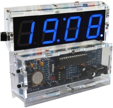 haneli DIY Dijital LED Saat Kiti Işık Kontrolü Sıcaklık Göstergesi Şeffaf Kılıf Kırmızı