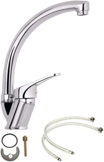 Soğuk Çift Su Girişli Mix Kuğu Mutfak Eviye Musluğu Çeşmesi Bataryası