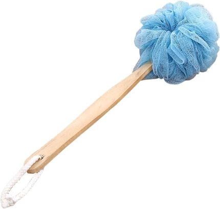 saplı Vücut Scruber Uzun saplı Vücut Scruber, Ahşap saplı Temizlik Banyosu yıkayıcı, Kolay Köpürme Için Yumuşak Ve Rahat, Banyo duş Için Naylon Malzeme (BLUE)
