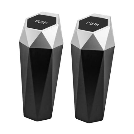 2 Adet araba çöp tenekesi taşınabilir çöp araba aksesuarları araba için çöp tenekesi kapaklı çöp tenekesi mini çöp kutusu araba çöp kutusu otomatik bardaklık