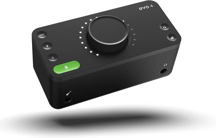 EVO4, EVO 4 USB ses arabirimi ses kartı müzik üretimi için (2 in / 2 out USB ses arayüzü, 48 Volt Phantom besleme, 2 mikrofon preamp, loopback,Windows/Mac/iOS), Siyah