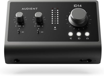 iD14 MKII Ses Kartı, A sınıfı 2 kanal Preamp (yüksek performanslı USB ses arayüzü, USB-C bağlantısı, monitör karışımı ve monitör panning fonksiyonu, 2 kulaklık çıkışı), siyah
