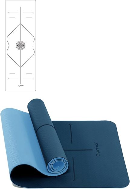 Hizalamalı 6mm TPE Yoga Matı Pilates Minderi Mavi