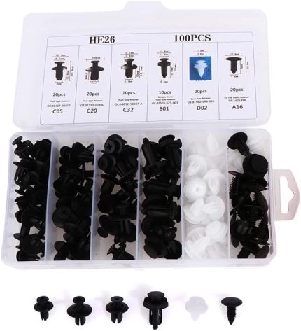 6 Boyutu 100 Adet Oto Fastener Klip Tampon Kapı Pervazı Tutucu Raptiye Seti