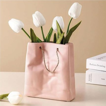 Seramik Çanta Şeklinde Vazo CB001-WH (PEMBE)