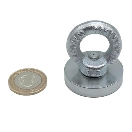 Çok Güçlü Deniz Mıknatısı - Fishing Magnet - Neodyum Daimi Çelik Mıknatıs - Halkalı Pot Mıknatıs - Nikel Kaplı - Paslanmaz - Kararma Yapmaz - Tuzlu Suya Dayanıklı MNS Magneteksan